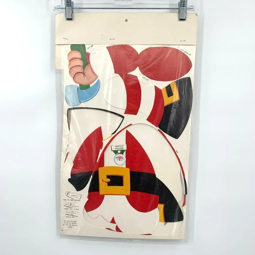 VTG Die Cut 33” Posable Christmas Elf Wall Door Window Decoration Sealed 60-70s?